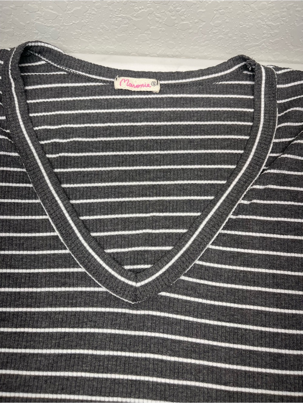 Maronie Gray White Striped Ribbed Lounge Pajama Set 2pc Tank Shorts Size Small - Picture 4 of 16